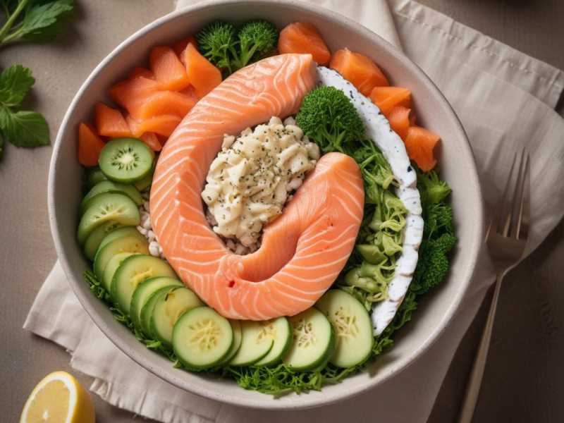 Vitamin D3 Power Bowl mit Lachs und grünem Gemüse