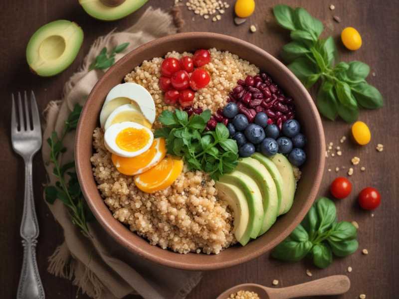 Leckeres Rezept für eine Röstgemüse-Quinoa-Bowl mit Vitamin D3 und K2