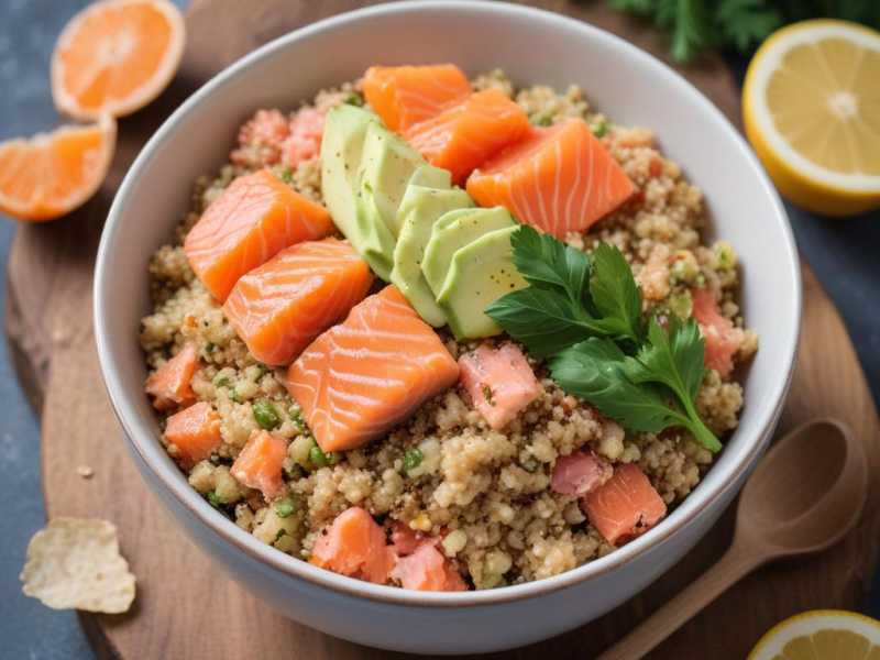 Leckeres Lachs-Quinoa-Bowl für mehr Energie