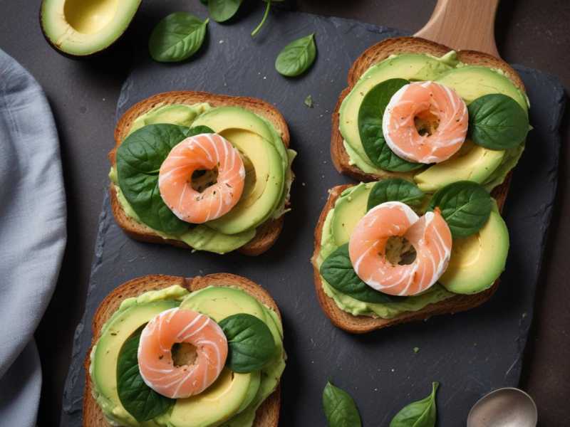 Rezept für ein vitaminreiches Frühstück: Avocado-Toast mit Lachs und Spinat